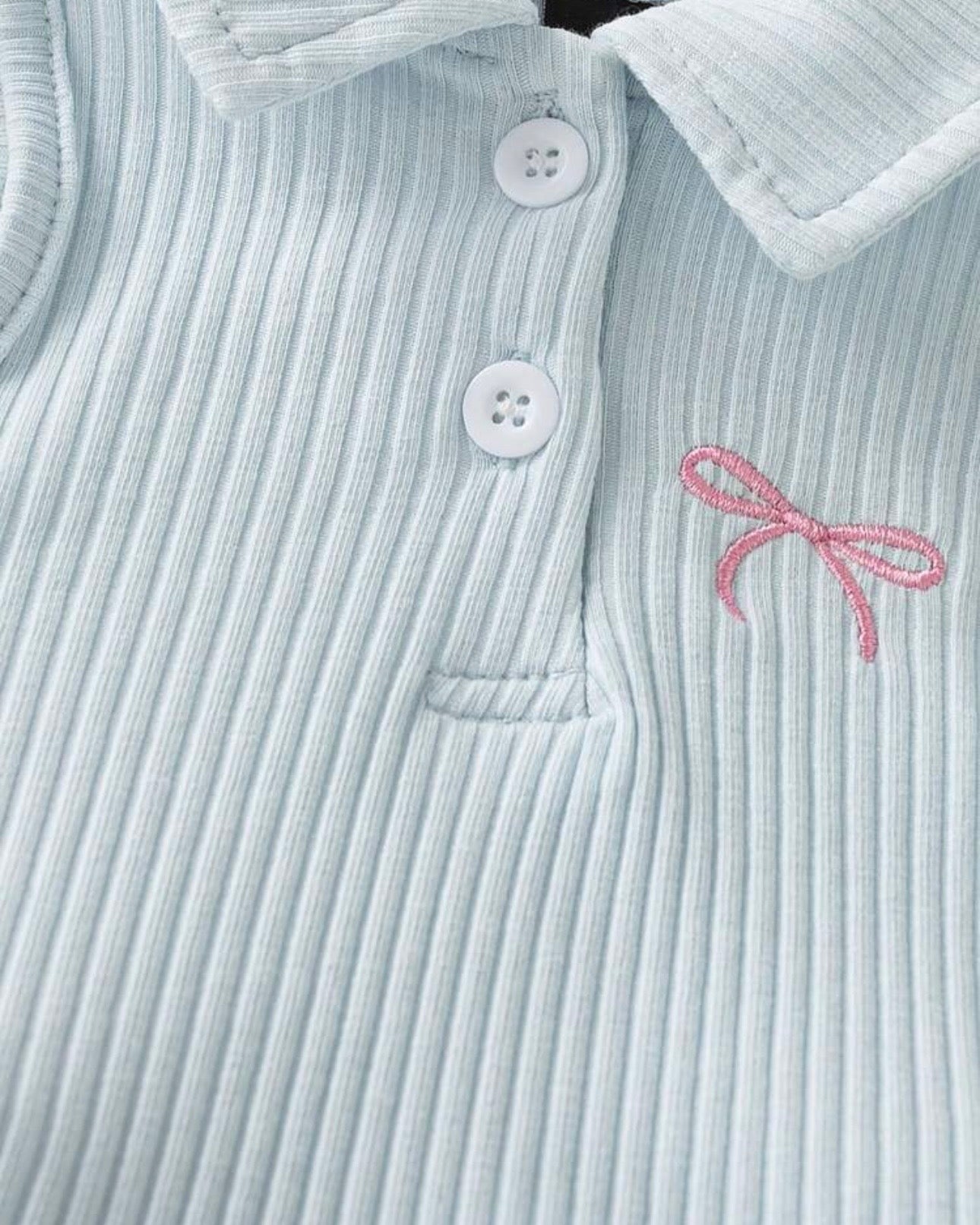 Girls’ Light Blue Sleeveless Polo Knit Top & Light Blue Denim Skirt