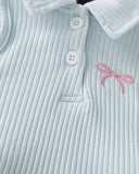 Girls’ Light Blue Sleeveless Polo Knit Top & Light Blue Denim Skirt