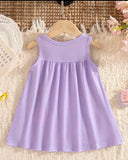 Baby Girl Purple Floral & Honey Bee Print Suspender Dress