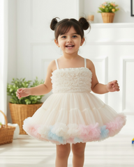 White Baby Girl Luxurious Ballet Sleeveless Party Dress – Spring / Summer