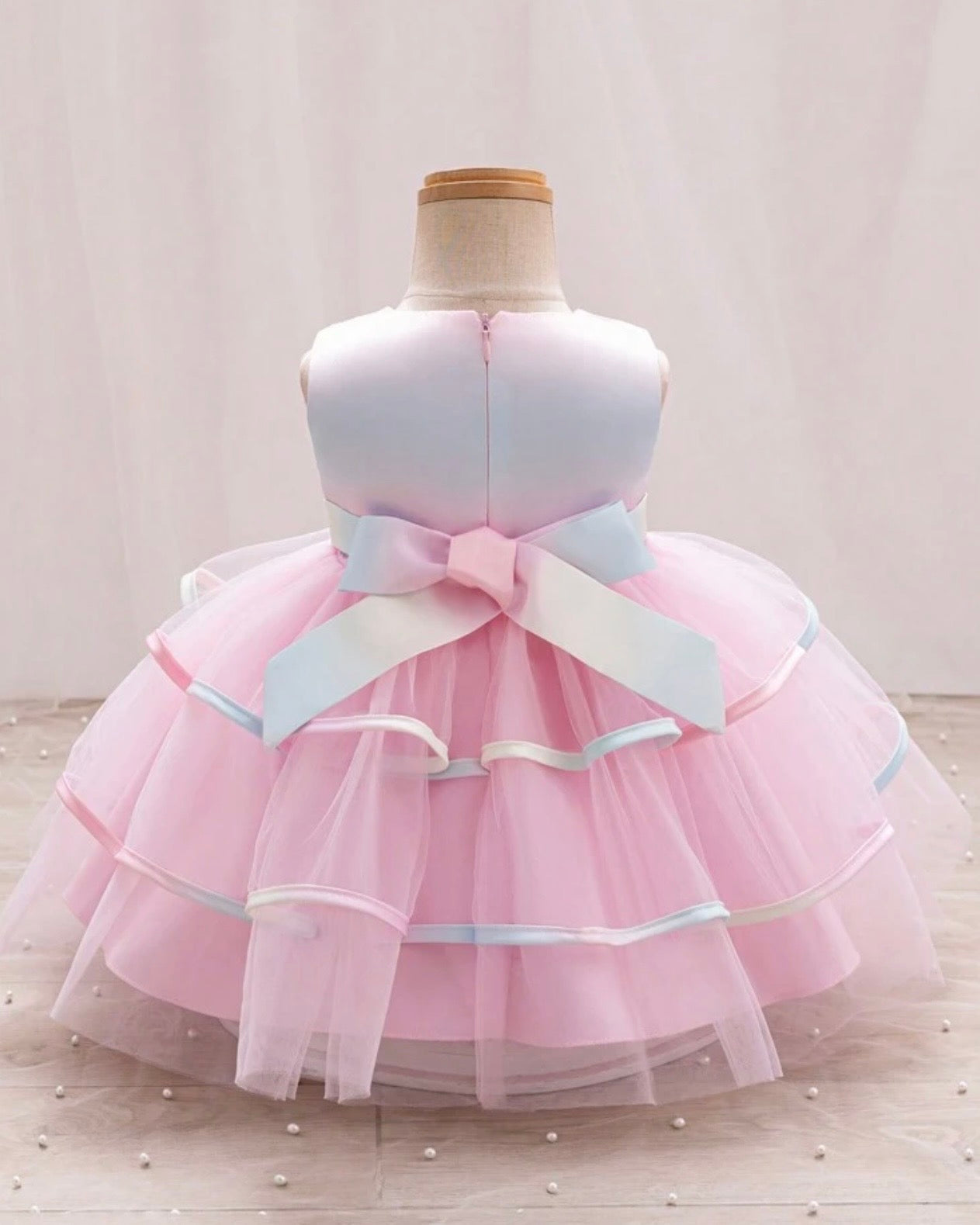 Baby Girl 3D Bow Pink Birthday Tulle Dress