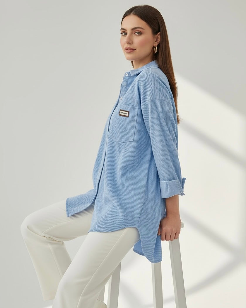 Oversized Shirt Jacket with Pockets – Long Sleeve