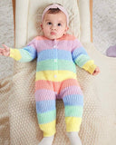 Newborn Baby Girl Warm Knitted Colorful Striped Jumpsuit