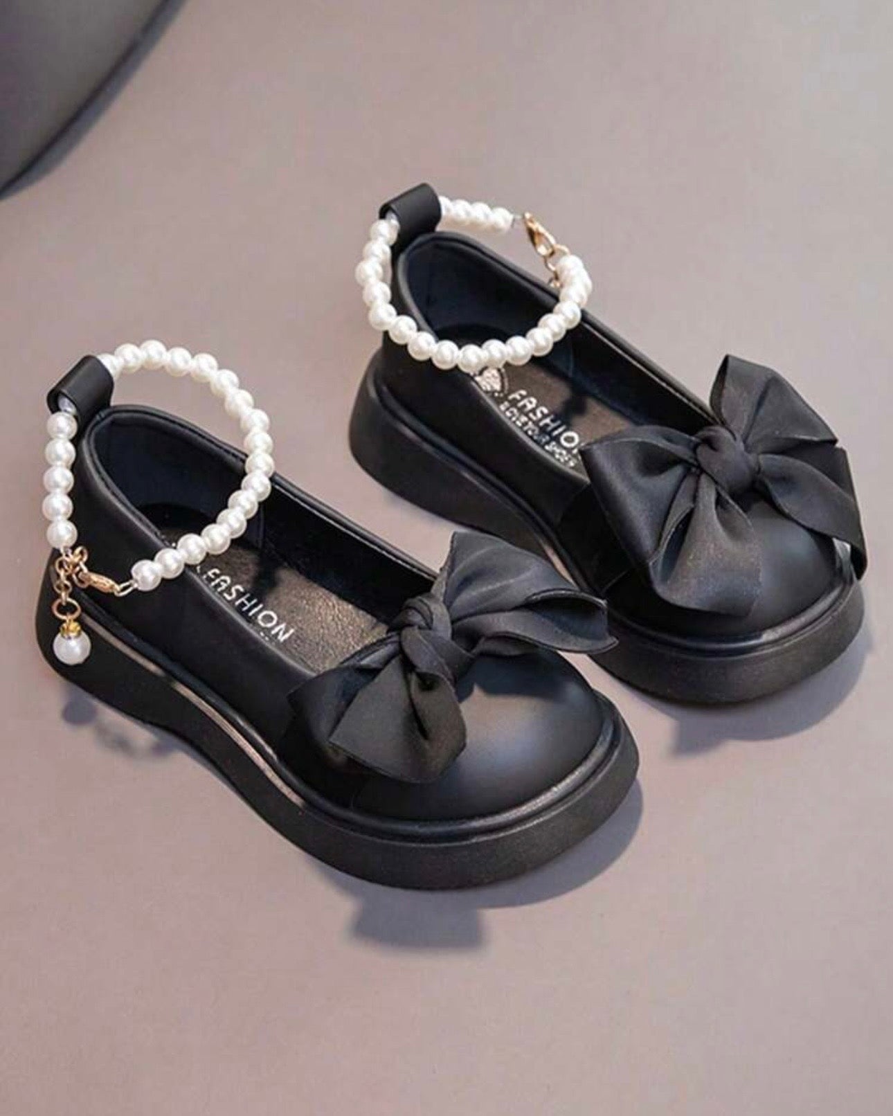 Premium Black Girls Pearl Princess Sandals