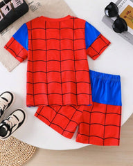 Simple Spiderman Costume Short Sleeve T-Shirt And Shorts Set