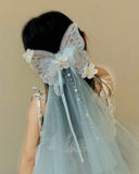 1pc Girls Fairy-Style Colorful Pearl Puff Tulle Bow Ribbon Hair Clip (3 Colors)