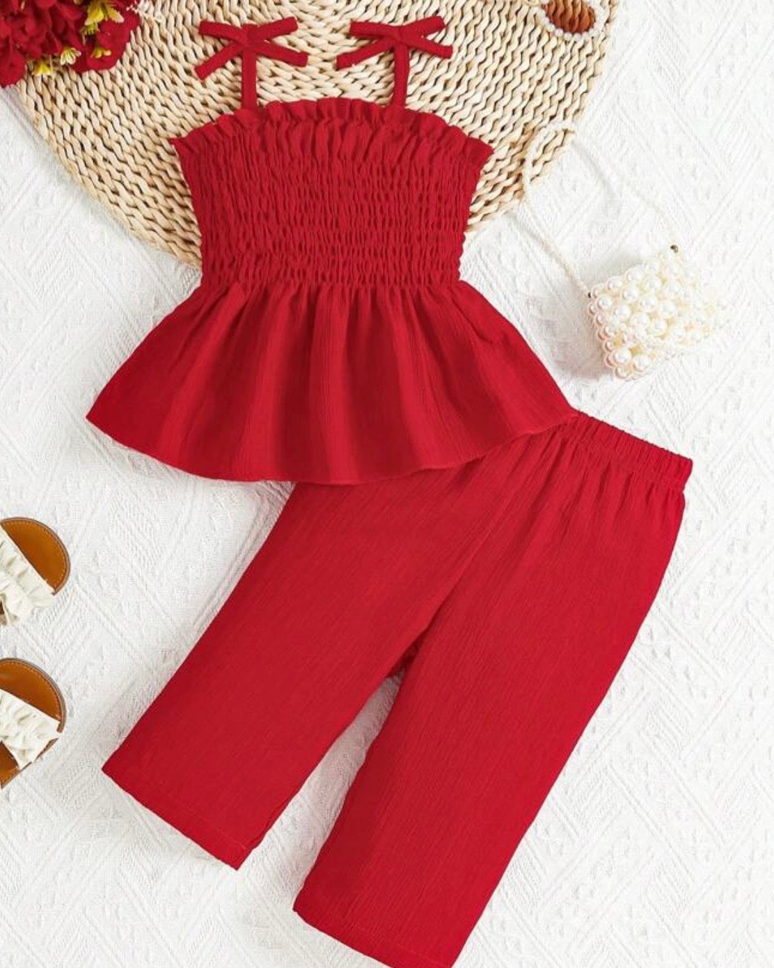 Girls’ Woven Camisole Top & Shorts Outfit (7 Colours)