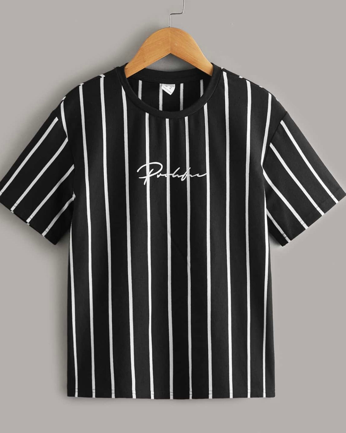 Tween Boy Bundle of 2 Drop Shoulder Letter & Striped Pattern T-Shirts