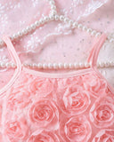Girls Baby Pink Floral Embroidery Top & Tulle Skirt 2-Piece Set