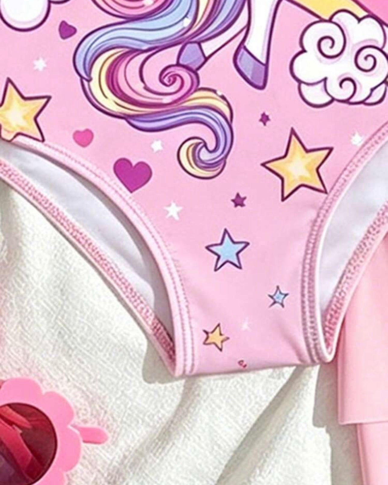 Girls Magical Unicorn Print One-Piece Swimsuit With Skirt