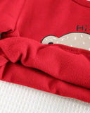 2pcs Baby Boy Bear  Red Round Neck Shirt And Blue Pants Set