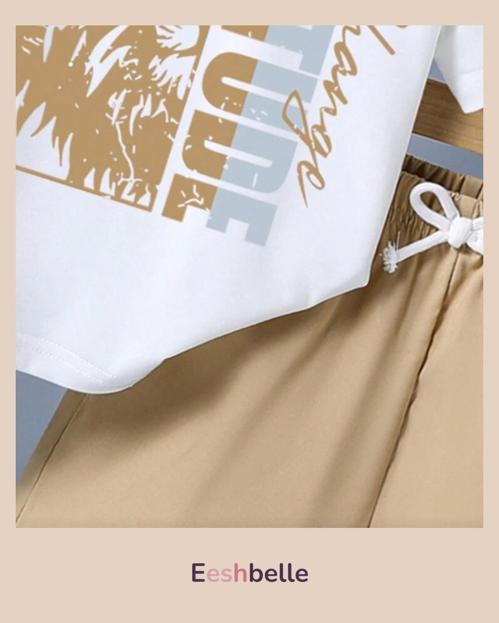 Boy Letter Print Short Sleeve T-Shirt & Shorts Summer Outfit Set