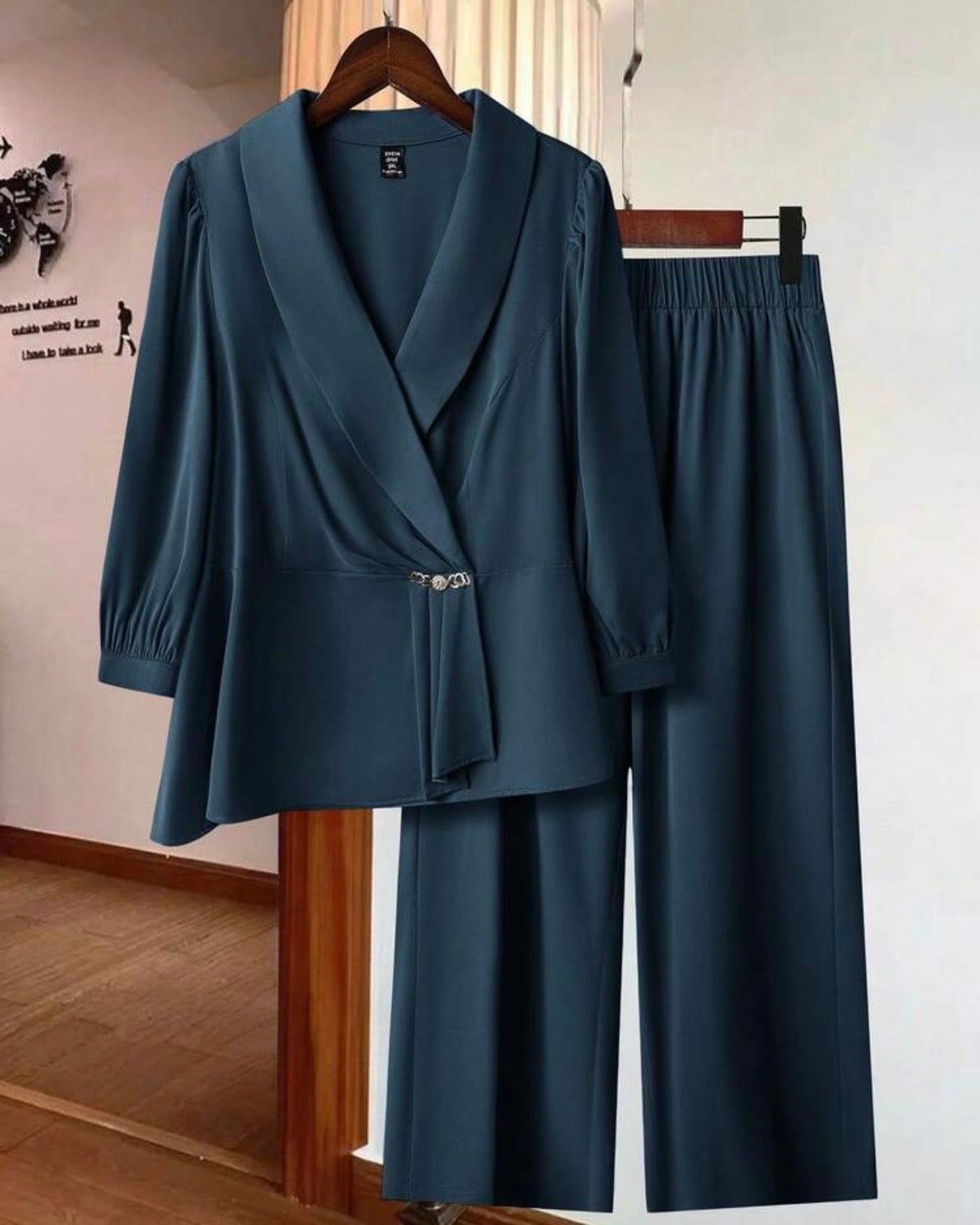 Women Blue Plus Size Co-Ord Set