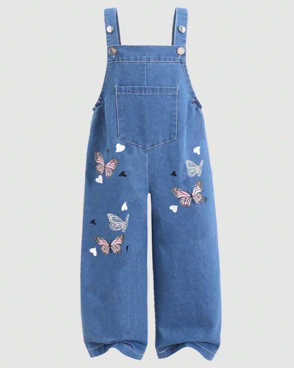 Tween Girls Butterfly print Denim Over all