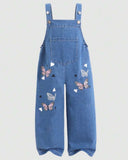 Tween Girls Butterfly print Denim Over all