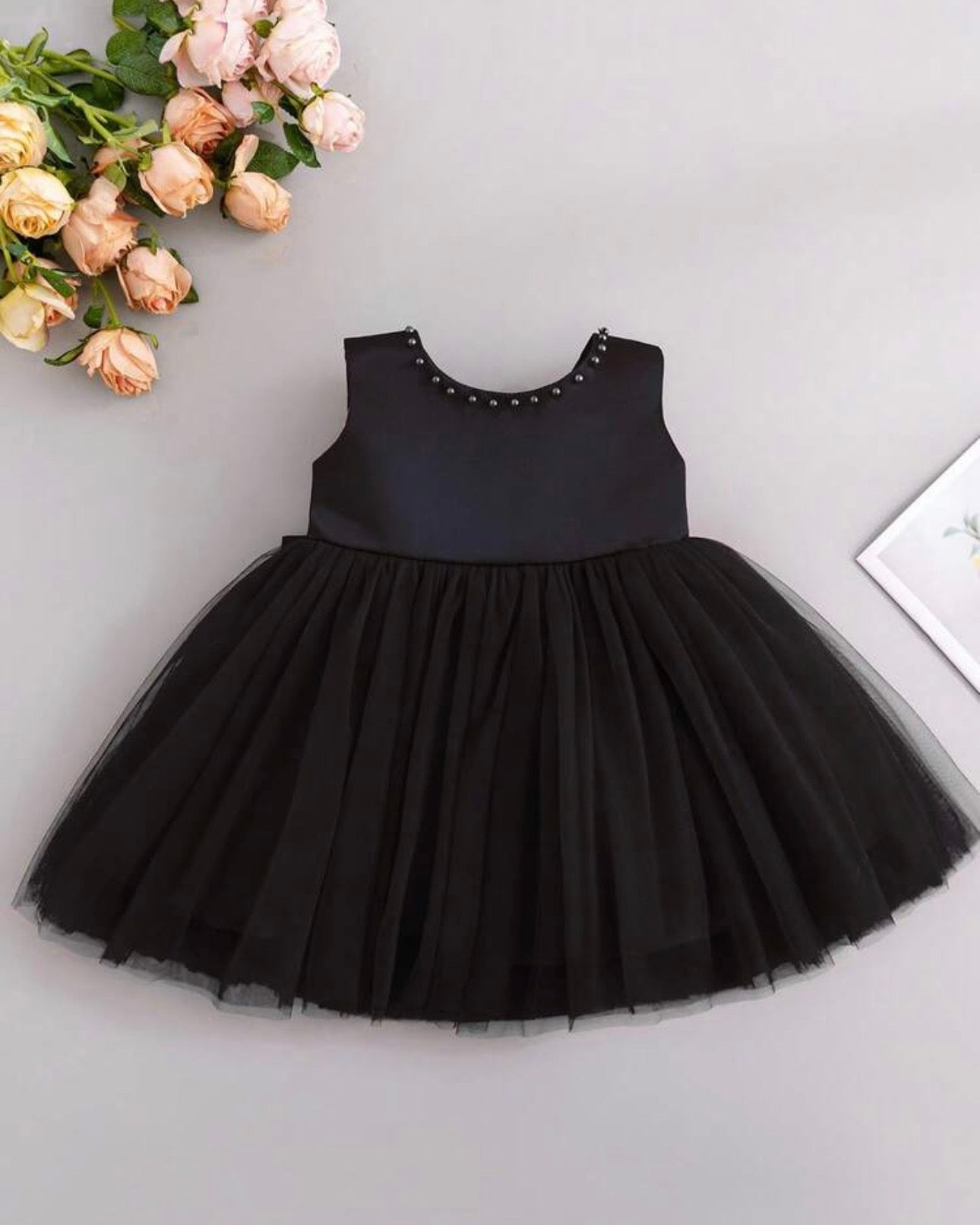 Baby Girls Big Bow Decor Mesh Patchwork Sleeveless Dress (9 Colours)