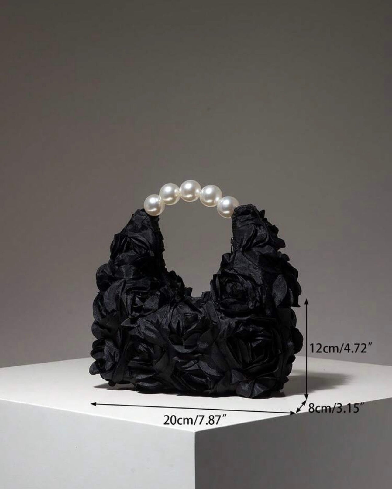 Black Floral Pop Pearl Bag for Elegant Women