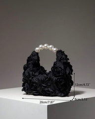 Black Floral Pop Pearl Bag for Elegant Women