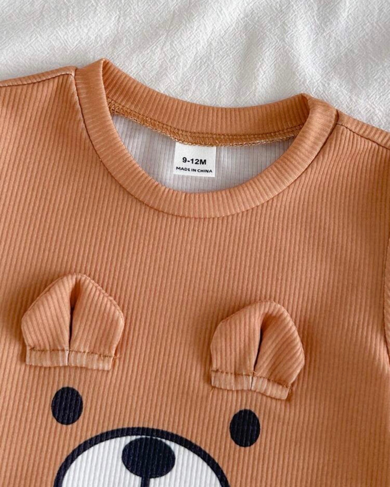 Baby Boy Brown Teddy Bear Ribbed Summer Set