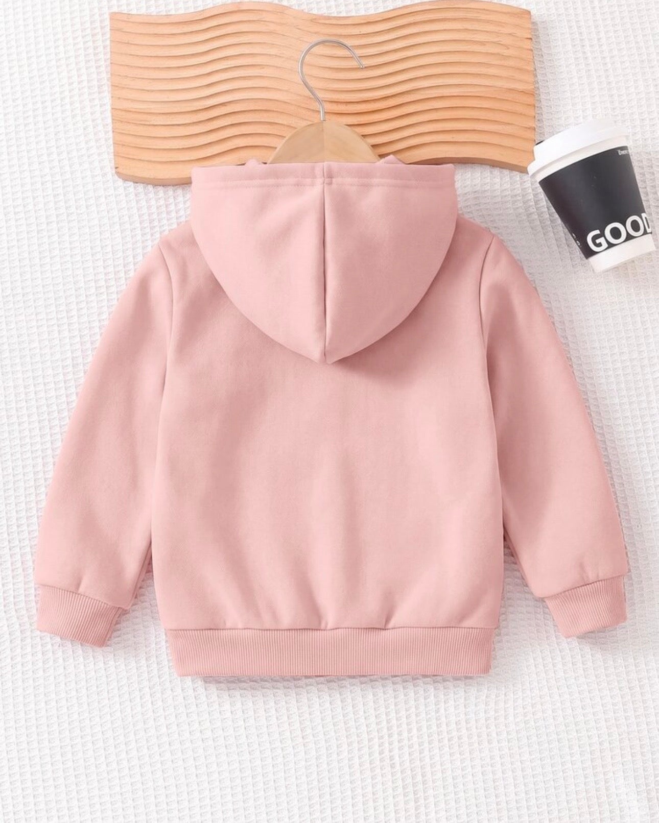 Young Girl Bow Print Hooded Zip-Up Cardigan
