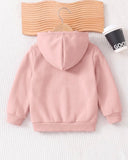 Young Girl Bow Print Hooded Zip-Up Cardigan