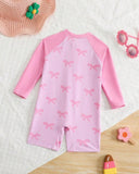 Full Sleeves Pink Bow swimming Costume