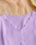 Tween Girls Ribbed V-Neck Ruffle Trim Button Front Cardigan