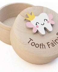 Wooden Tooth Fairy Box with 3D Tooth – Kids Tooth Keepsake Storage
