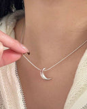 Elegant Minimalist Moon Pendant Necklace – Stainless Steel
