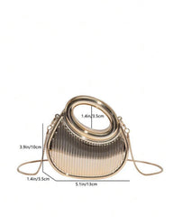 Acrylic Golden Crescent Moon Mini Handbag – Fashion Clutch with Detachable Strap
