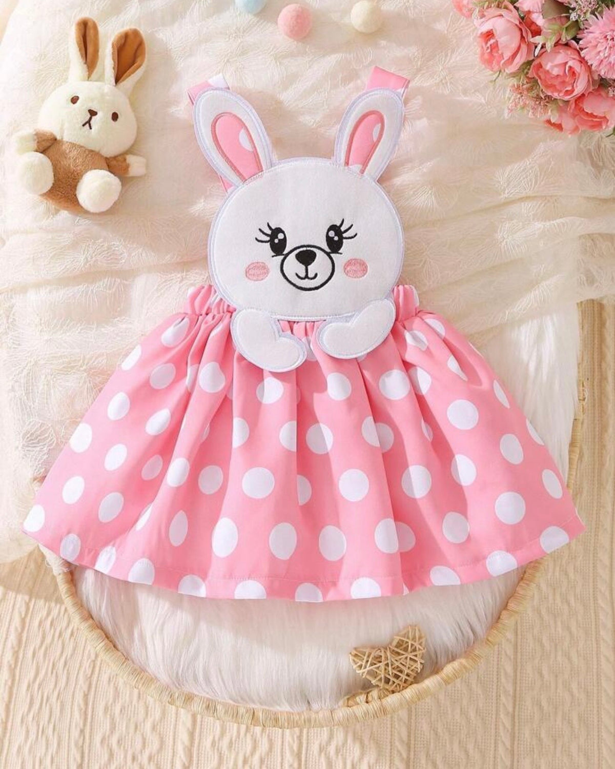 Baby Girl 1pc Polka Dot & Cat Dress