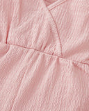 Baby Girl Summer Pink Color Cross Wrap V-Neck Sleeveless Romper