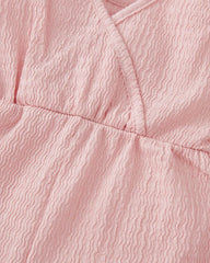 Baby Girl Summer Pink Color Cross Wrap V-Neck Sleeveless Romper