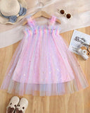 Young Girl Elegant Pink Ombre Starry Moon dress