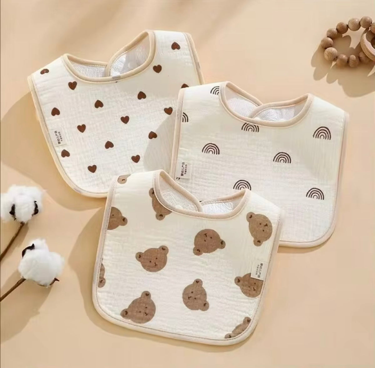 3pcs/Set U-Shaped Pure Cotton Bibs