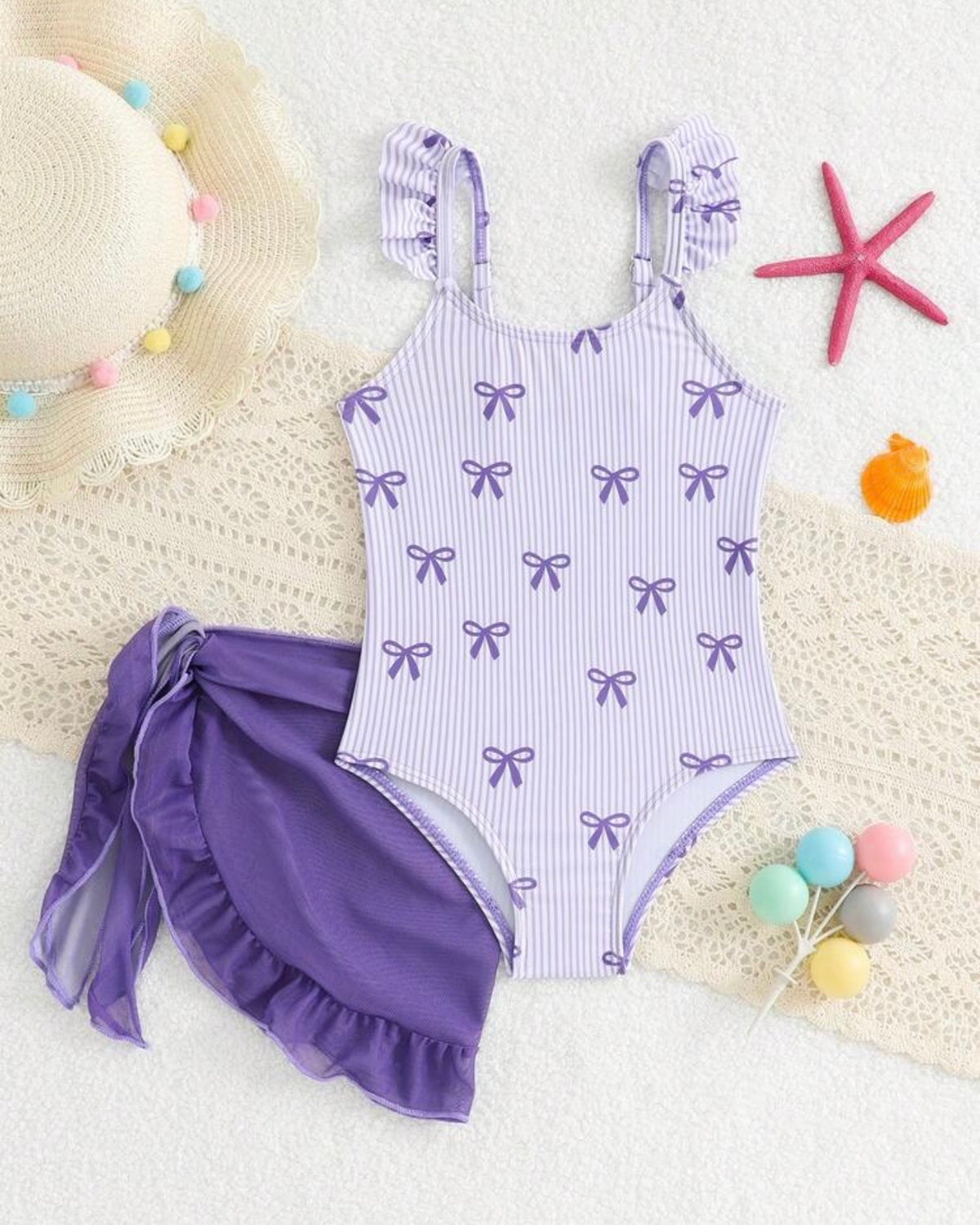 Baby Girls’ Bow Print One-Piece Swimsuit