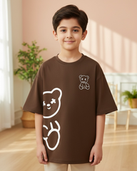 Boys Brown  Cartoon Bear T-Shirt