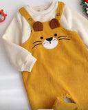 Baby Boy Mama’s Boy Knit Sweatshirt & Yellow Plaid Corduroy Overalls