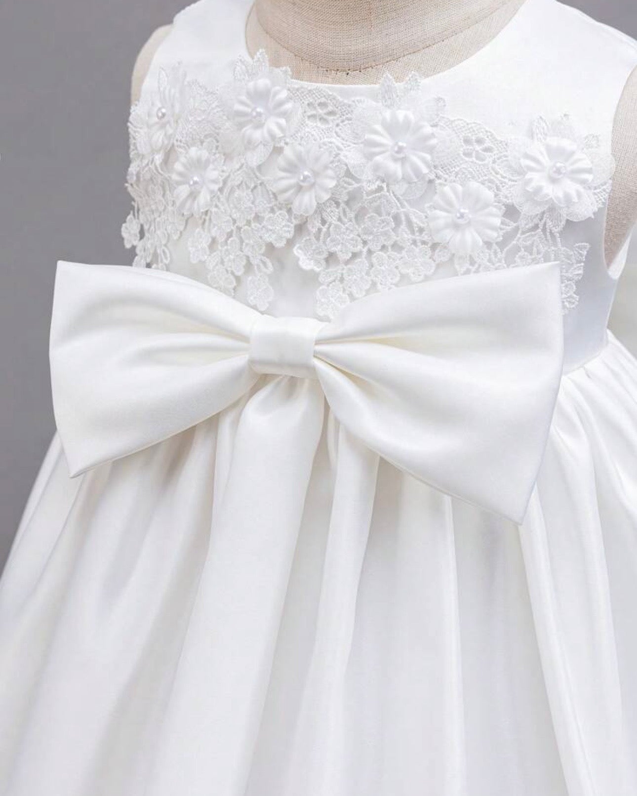 White Rose Bow Princess Dress