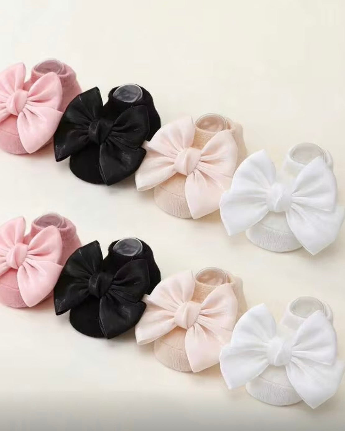 4 Pairs Baby Socks With Bow Decor - Black Addition
