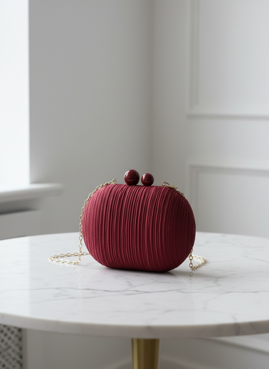 Elegant Red Oval Luxury Clutch For Women