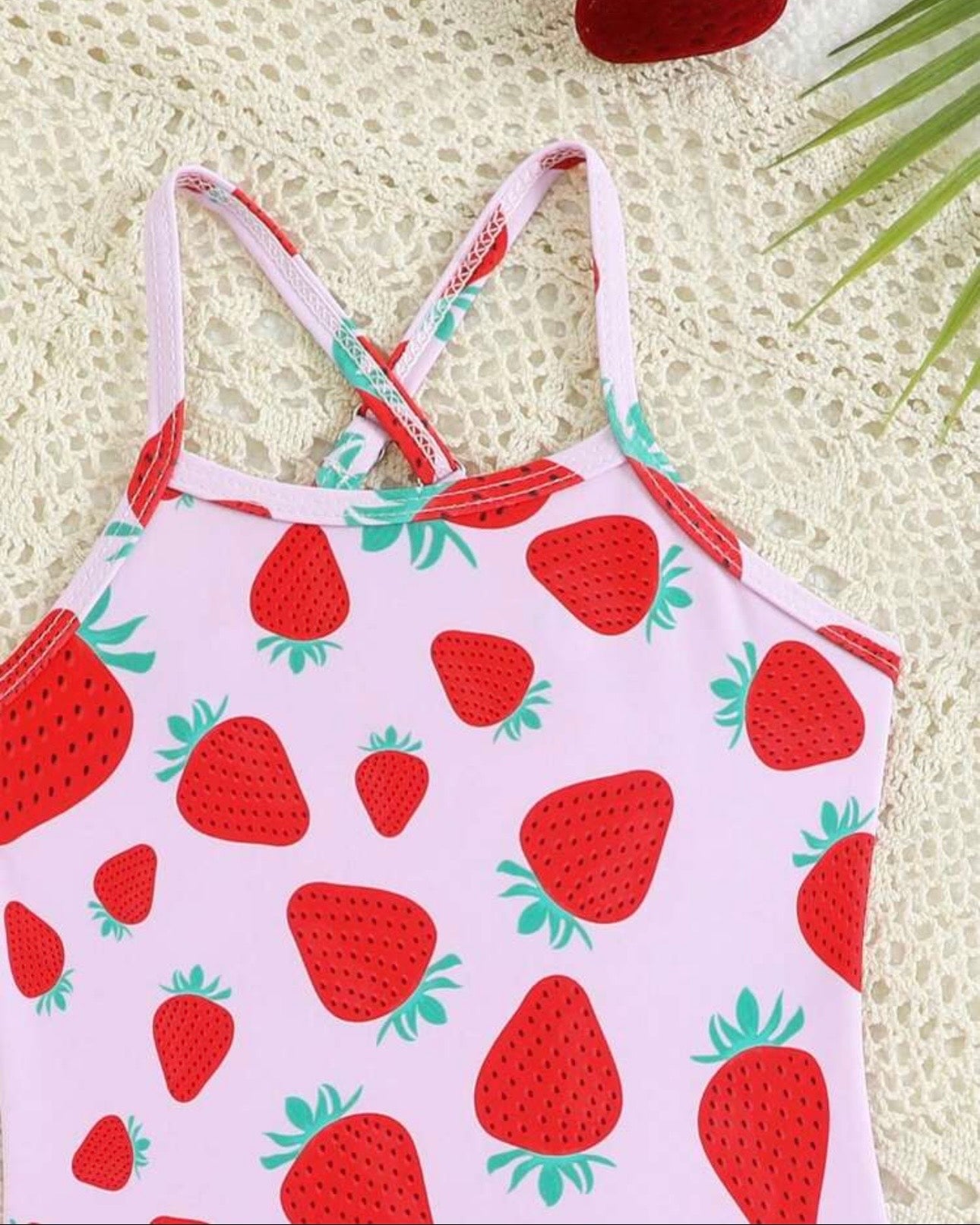 Baby Girl Purple Strawberry Print Swimwear - 2pc set