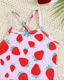 Baby Girl Purple Strawberry Print Swimwear - 2pc set