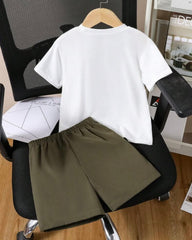 2pcs Boy Graphic Print Short Sleeve T-Shirt And Shorts