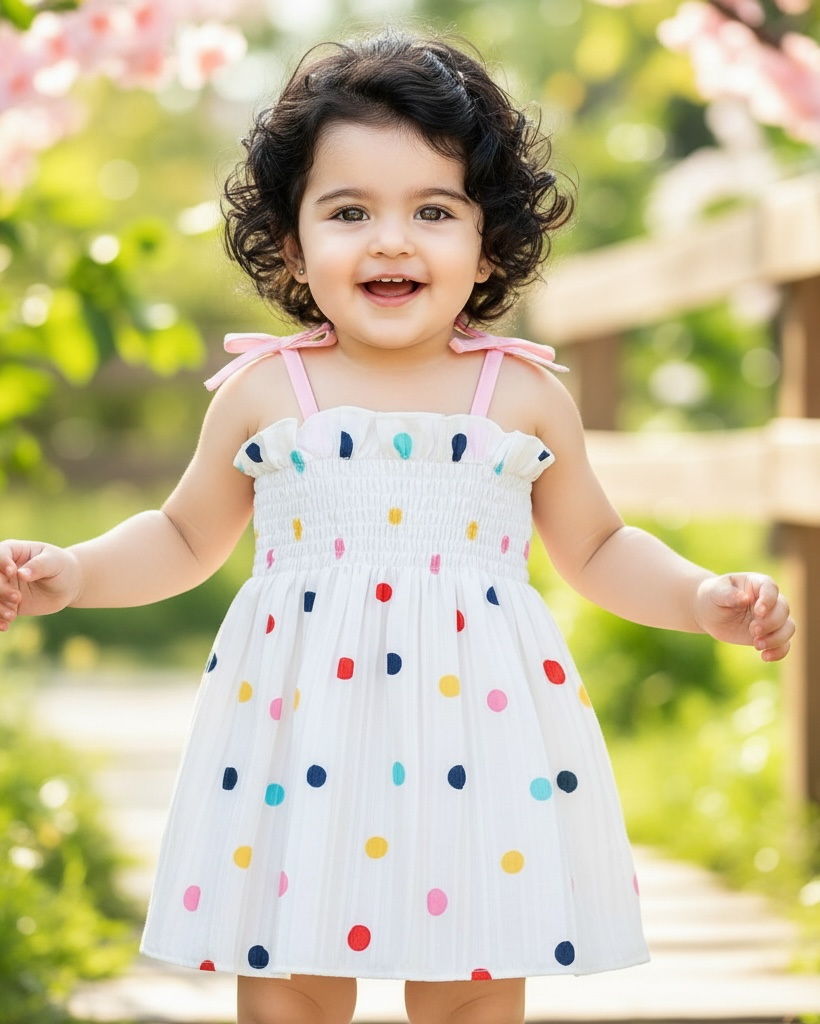 Baby Girl Colourful Polka Dot Dress