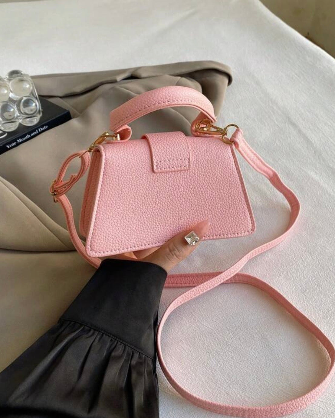 Women’s Pink Textured Lipstick Case Mini Jacquemus Bag
