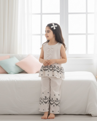 Girls White 2-Piece Bow Shirt & Floral Pants Set