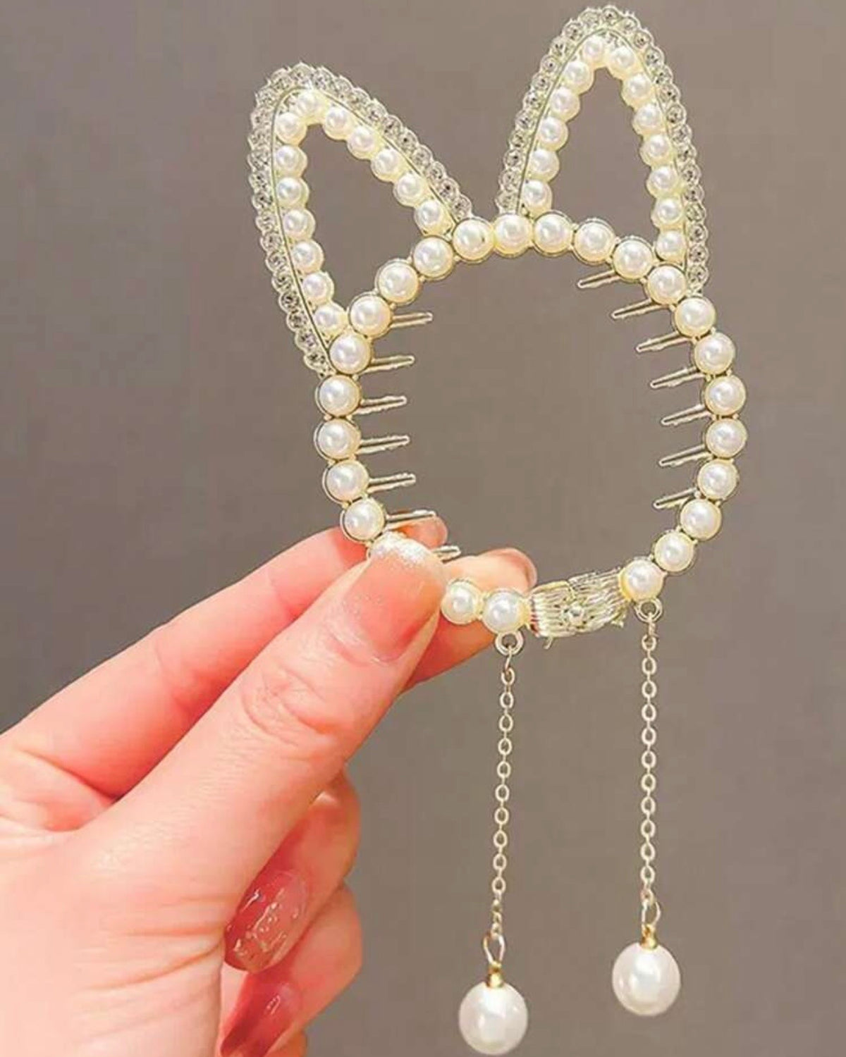 Faux Pearl Metal Tassel Hair Clips