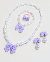5pcs Girls Cute Purple Bow Jewelry Set for Kids