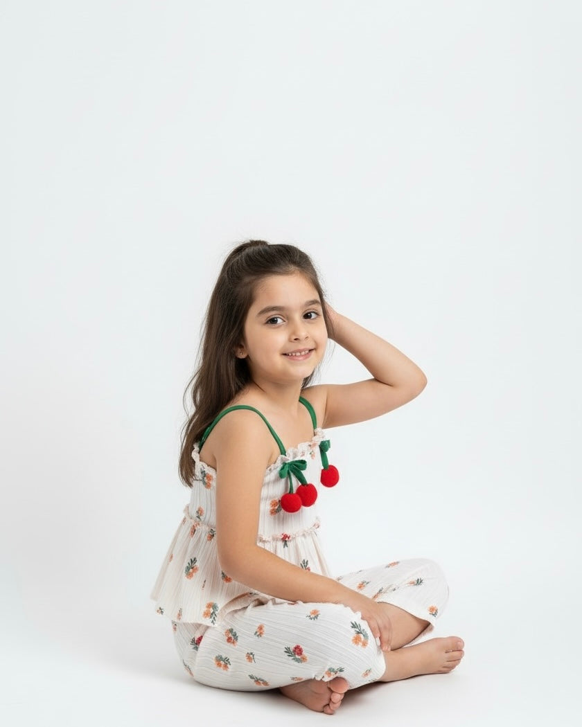 2pcs Girls Floral Camisole & Wide Leg Pants Set – 2pcs Summer Outfit